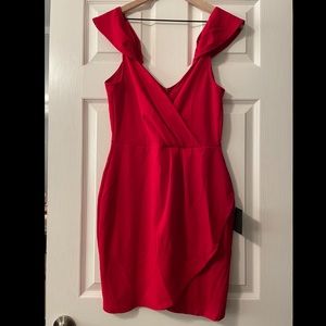 Lulus red off-the-shoulder bodycon dress